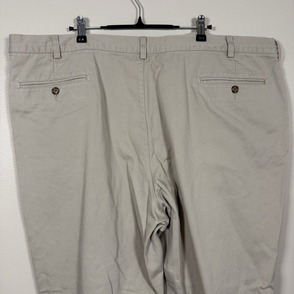 LL Bean Mens 46x36 Khaki Beige Double L Natural Fit Plaid Fleece Lined Pants - Picture 4 of 13